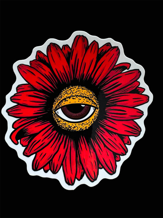 Red Daisy Sticker