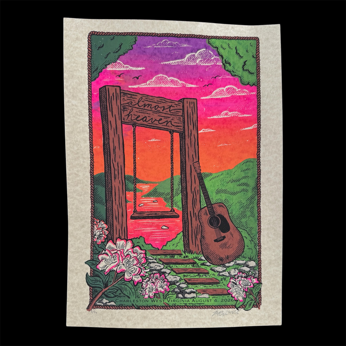 Almost Heaven Sunset  - screenprinted poster