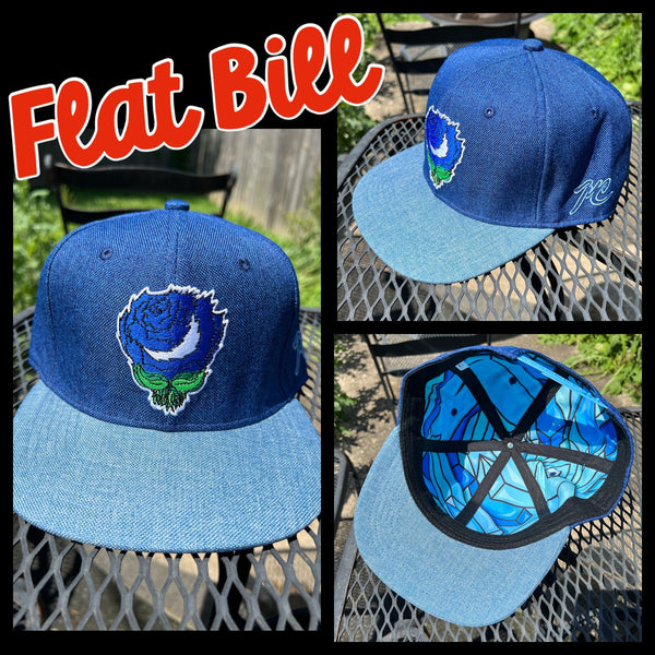 Small/medium Flat - Blue Rose Hat