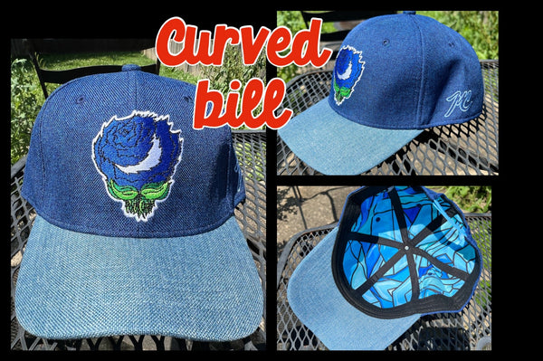 Large/XL Curved Bill Hat - Blue Rose
